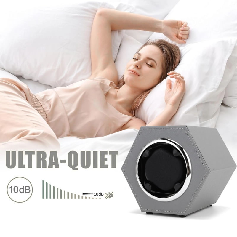 Fashion, accesorii si bijuterii - Barbati - Bijuterii barbati - Ceasuri barbati - Cutie intors ceas automat iUni, Watch Winder, Piele ecologica, Gri - Infinity.ro