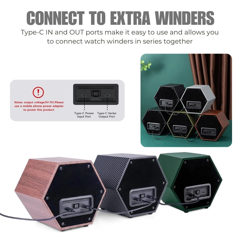 Fashion, accesorii si bijuterii - Barbati - Bijuterii barbati - Ceasuri barbati - Cutie intors ceas automat iUni, Watch Winder, Piele ecologica, Gri - Infinity.ro