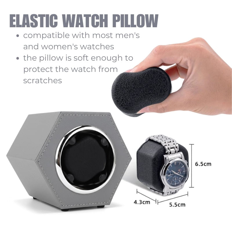 Fashion, accesorii si bijuterii - Barbati - Bijuterii barbati - Ceasuri barbati - Cutie intors ceas automat iUni, Watch Winder, Piele ecologica, Gri - Infinity.ro