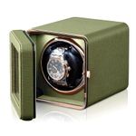 Fashion, accesorii si bijuterii - Barbati - Bijuterii barbati - Ceasuri barbati - Cutie intors ceas automatic iUni, Watch Winder, Piele ecologica, Verde Kaki - Infinity.ro