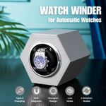 Fashion, accesorii si bijuterii - Barbati - Bijuterii barbati - Ceasuri barbati - Cutie intors ceas automat iUni, Watch Winder, Piele ecologica, Gri - Infinity.ro