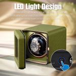 Fashion, accesorii si bijuterii - Barbati - Bijuterii barbati - Ceasuri barbati - Cutie intors ceas automatic iUni, Watch Winder, Piele ecologica, Verde Kaki - Infinity.ro