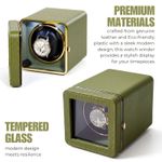 Fashion, accesorii si bijuterii - Barbati - Bijuterii barbati - Ceasuri barbati - Cutie intors ceas automatic iUni, Watch Winder, Piele ecologica, Verde Kaki - Infinity.ro
