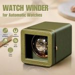 Fashion, accesorii si bijuterii - Barbati - Bijuterii barbati - Ceasuri barbati - Cutie intors ceas automatic iUni, Watch Winder, Piele ecologica, Verde Kaki - Infinity.ro