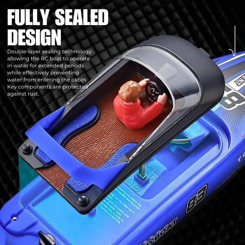 Jucarii, Copii si Bebe - Jucarii si jocuri - Vehicule si jucarii cu telecomanda - Barci cu telecomanda - Barca cu telecomanda iUni HJ821, RC High-Speed Boat, Viteza 15 km/h, 2.4GHz, Blue - Infinity.ro