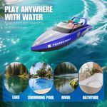 Jucarii, Copii si Bebe - Jucarii si jocuri - Vehicule si jucarii cu telecomanda - Barci cu telecomanda - Barca cu telecomanda iUni HJ821, RC High-Speed Boat, Viteza 15 km/h, 2.4GHz, Blue - Infinity.ro