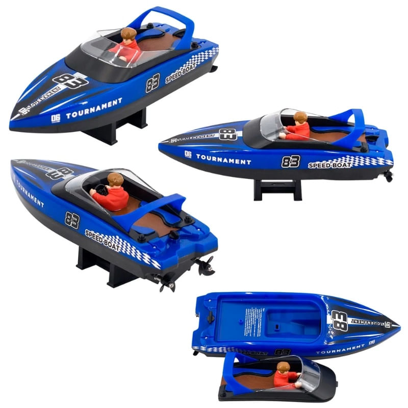 Jucarii, Copii si Bebe - Jucarii si jocuri - Vehicule si jucarii cu telecomanda - Barci cu telecomanda - Barca cu telecomanda iUni HJ821, RC High-Speed Boat, Viteza 15 km/h, 2.4GHz, Blue - Infinity.ro