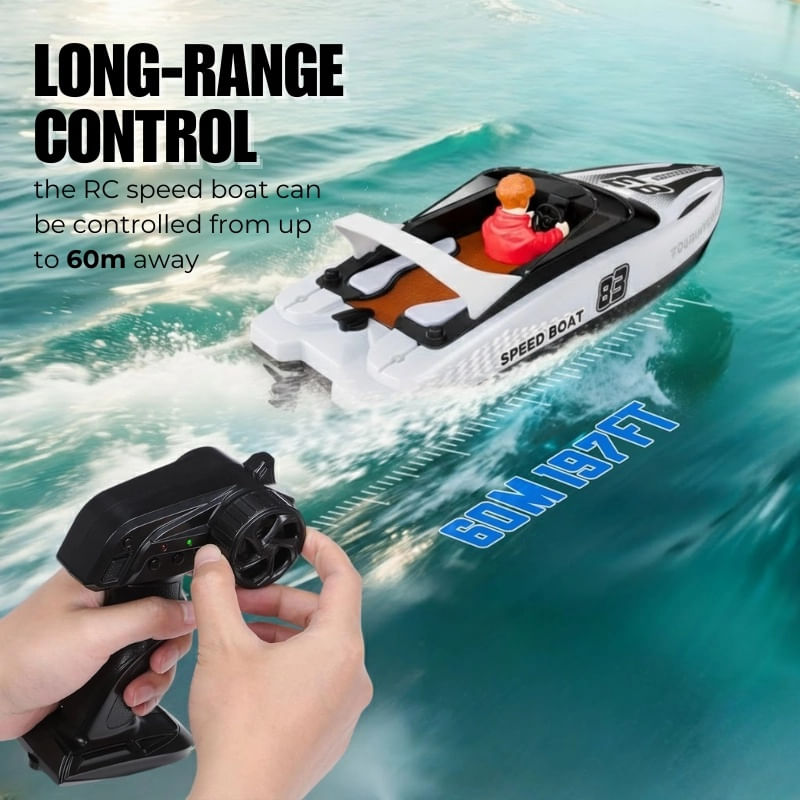 Jucarii, Copii si Bebe - Jucarii si jocuri - Vehicule si jucarii cu telecomanda - Barci cu telecomanda - Barca cu telecomanda iUni HJ821, RC High-Speed Boat, Viteza 15 km/h, 2.4GHz, White - Infinity.ro