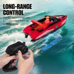 Jucarii, Copii si Bebe - Jucarii si jocuri - Vehicule si jucarii cu telecomanda - Barci cu telecomanda - Barca cu telecomanda iUni HJ821, RC High-Speed Boat, Viteza 15 km/h, 2.4GHz, Red - Infinity.ro