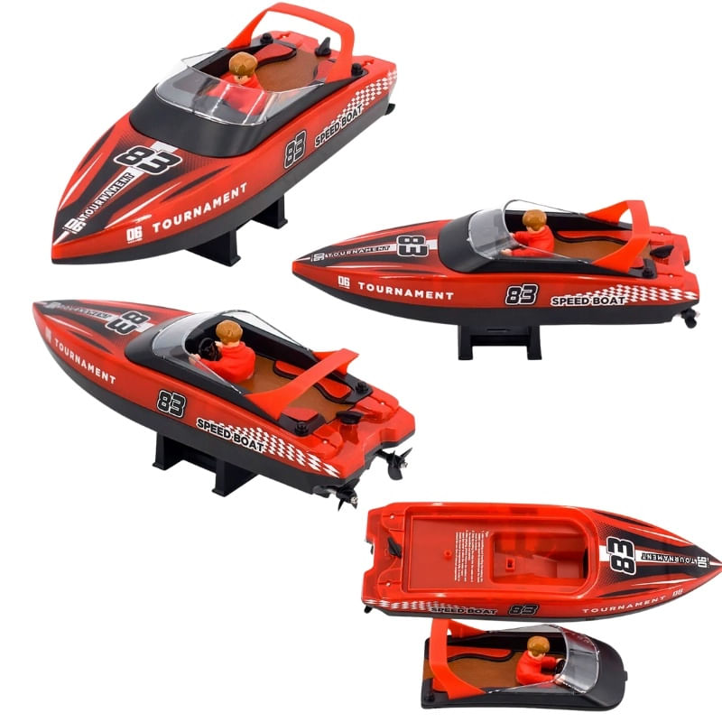 Jucarii, Copii si Bebe - Jucarii si jocuri - Vehicule si jucarii cu telecomanda - Barci cu telecomanda - Barca cu telecomanda iUni HJ821, RC High-Speed Boat, Viteza 15 km/h, 2.4GHz, Red - Infinity.ro