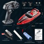 Jucarii, Copii si Bebe - Jucarii si jocuri - Vehicule si jucarii cu telecomanda - Barci cu telecomanda - Barca cu telecomanda iUni HJ821, RC High-Speed Boat, Viteza 15 km/h, 2.4GHz, Red - Infinity.ro