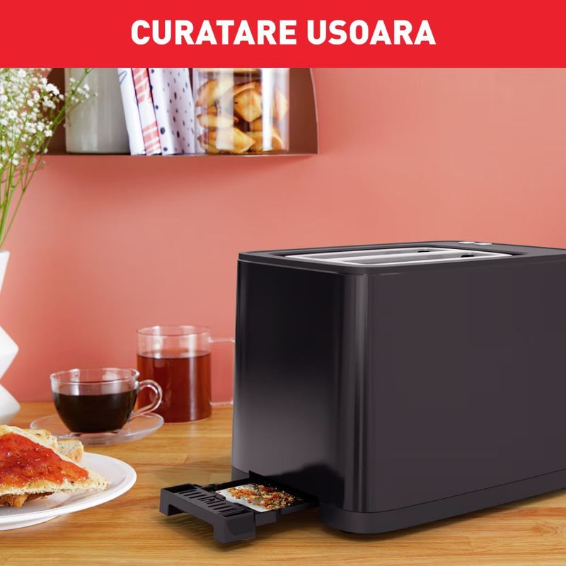 Electronice si Electrocasnice - Electrocasnice bucatarie - Preparare paine - Prajitoare de paine - Prajitor de paine Tefal Smart'n Light TT640810, 850W, 2 felii, ecran digital, 3 functii dedicate, 7 niveluri de rumenire - Infinity.ro