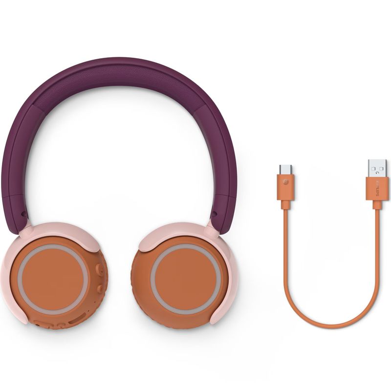 TV, Audio-Video si Foto - Portabile audio - Casti audio - Casti pentru copii On-Ear PHILIPS TAK4200MP/00, Wireless, Bluetooth, Microfon, Lumini LED, Violet - Infinity.ro