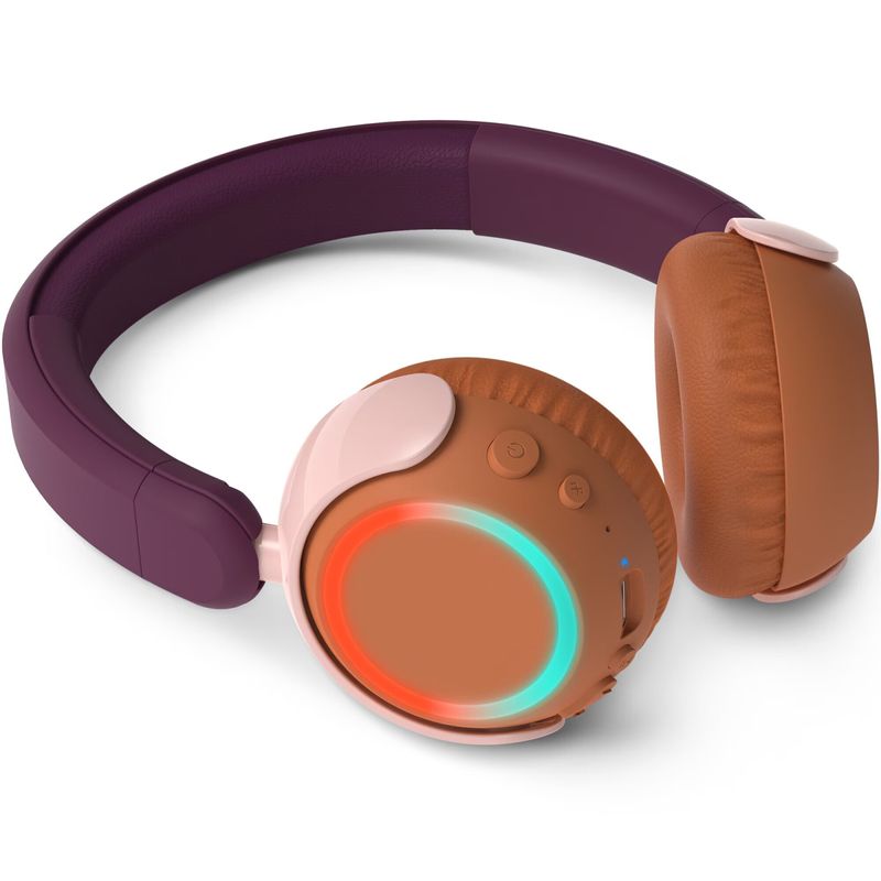 TV, Audio-Video si Foto - Portabile audio - Casti audio - Casti pentru copii On-Ear PHILIPS TAK4200MP/00, Wireless, Bluetooth, Microfon, Lumini LED, Violet - Infinity.ro