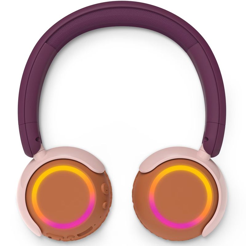 TV, Audio-Video si Foto - Portabile audio - Casti audio - Casti pentru copii On-Ear PHILIPS TAK4200MP/00, Wireless, Bluetooth, Microfon, Lumini LED, Violet - Infinity.ro