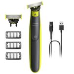 Ingrijire personala si Cosmetice - Aparate & accesorii ingrijire personala - Aparate de ras si tuns - Aparate de ras electrice - Aparat hibrid de barbierit si tuns, pentru fata, PHILIPS OneBlade QP2724/31, 2 lame 360, cu piepteni (1,3,5 mm) - Infinity.ro