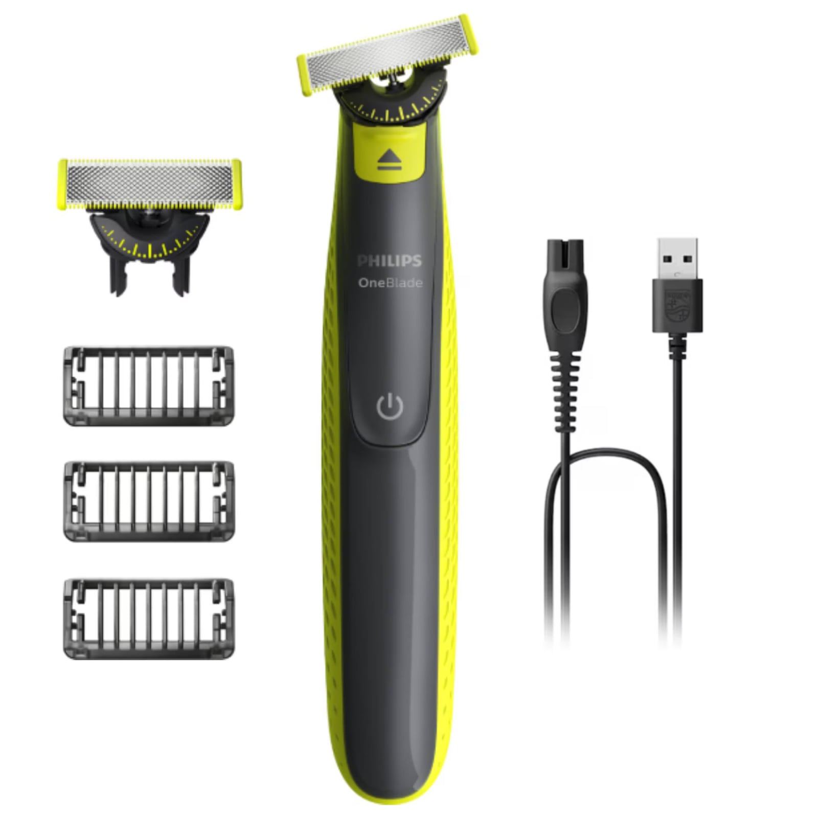 Aparat hibrid de barbierit si tuns, pentru fata, PHILIPS OneBlade QP2724/31, 2 lame 360, cu piepteni (1,3,5 mm)