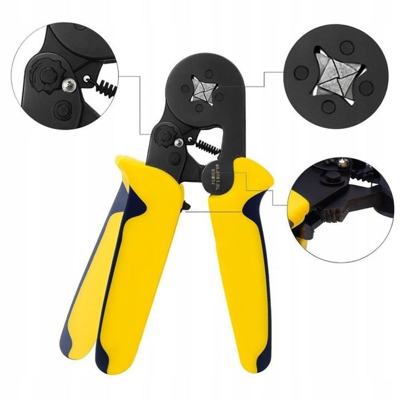 Casa si Gradina - Constructii - Scule de mana si unelte - Clesti si patenti - Set Cleste Sertizare NewEvo, 0.25-10 mm2, 1800 Pini Terminali de Diferite Dimensiuni, Galben - Infinity.ro
