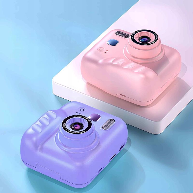 Jucarii, Copii si Bebe - Jucarii si jocuri - Jucarii & jocuri educative - Jocuri si jucarii educative - Aparat foto/video pentru copii cu imprimare instant, Ecran 2.4 inch, Card TF 32 GB, Incarcare USB, 5 Carioci incluse - Infinity.ro