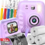 Jucarii, Copii si Bebe - Jucarii si jocuri - Jucarii & jocuri educative - Jocuri si jucarii educative - Aparat foto/video pentru copii cu imprimare instant, Ecran 2.4 inch, Card TF 32 GB, Incarcare USB, 5 Carioci incluse - Infinity.ro