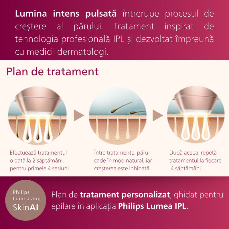 Ingrijire personala si Cosmetice - Aparate & accesorii ingrijire personala - Epilatoare si accesorii - Epilatoare - Epilator IPL Philips Lumea Seria 9900 BRI950/01, senzor SmartSkin, conectare la aplicatia cu functia Skin AI - Infinity.ro