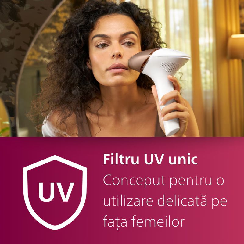Ingrijire personala si Cosmetice - Aparate & accesorii ingrijire personala - Epilatoare si accesorii - Epilatoare - Epilator IPL Philips Lumea Seria 9900 BRI950/01, senzor SmartSkin, conectare la aplicatia cu functia Skin AI - Infinity.ro