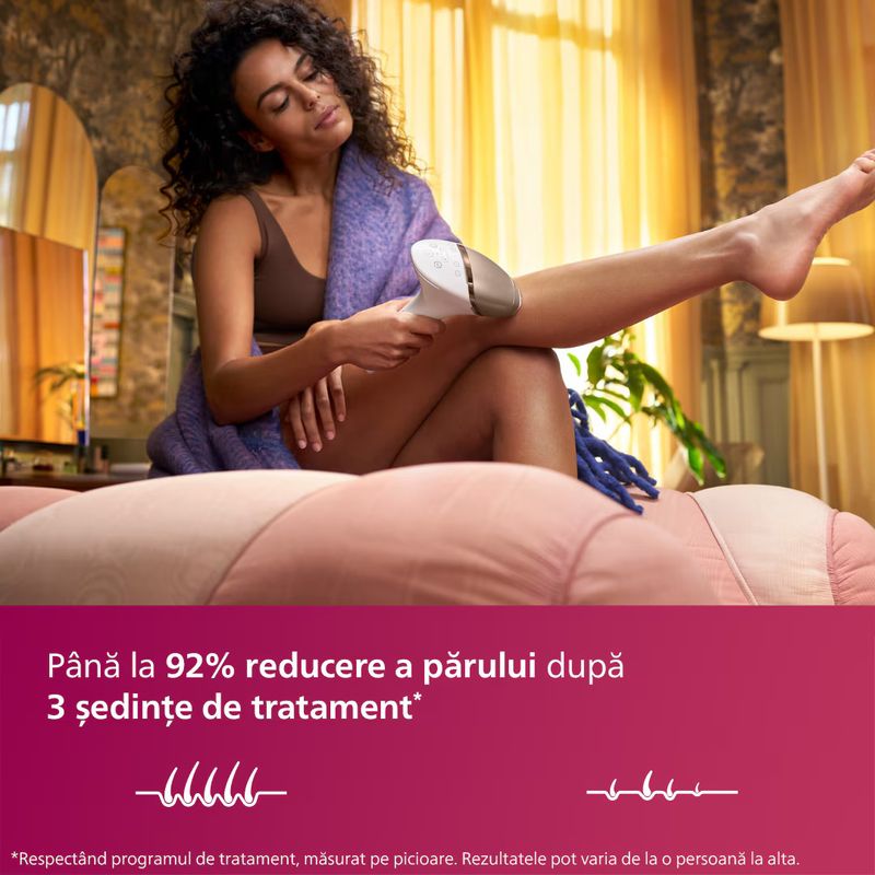 Ingrijire personala si Cosmetice - Aparate & accesorii ingrijire personala - Epilatoare si accesorii - Epilatoare - Epilator IPL Philips Lumea Seria 9900 BRI950/01, senzor SmartSkin, conectare la aplicatia cu functia Skin AI - Infinity.ro