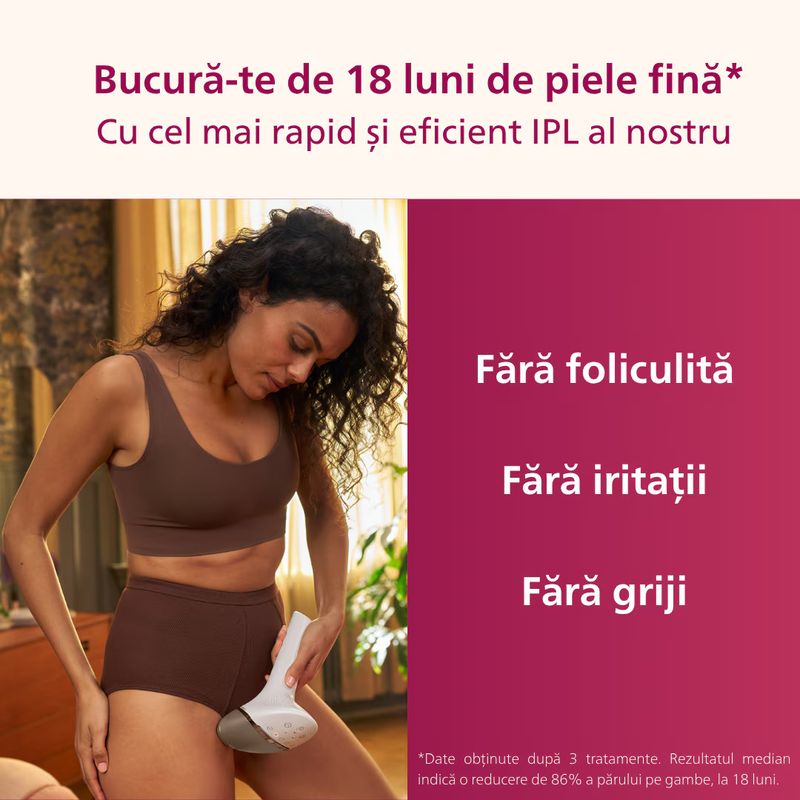 Ingrijire personala si Cosmetice - Aparate & accesorii ingrijire personala - Epilatoare si accesorii - Epilatoare - Epilator IPL Philips Lumea Seria 9900 BRI950/01, senzor SmartSkin, conectare la aplicatia cu functia Skin AI - Infinity.ro