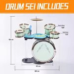Jucarii, Copii si Bebe - Jucarii si jocuri - Jucarii de rol - Instrumente muzicale de jucarie - Set de tobe de jazz pentru copii 3 ani+, cu scaunel, Verde - Infinity.ro