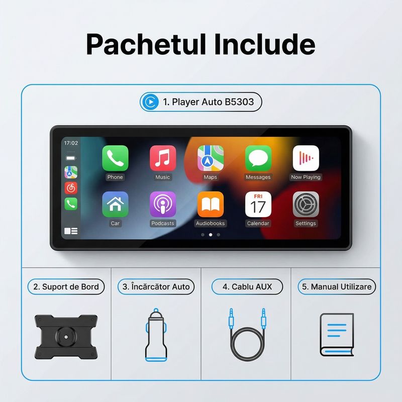 Auto si Moto - Electronice auto - Navigatii GPS - Player auto portabil cu Apple CarPlay si Android Auto - Ecran 10 inch HD - Infinity.ro