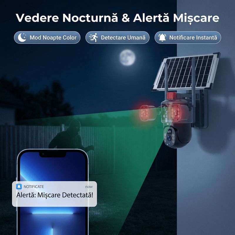 Casa si Gradina - Electrice - Smart Home - Camere de supraveghere - Camera de supraveghere cu panou solar V380 PRO - Conectivitate Wifi - 12MP 4K Ultra HD - Infinity.ro