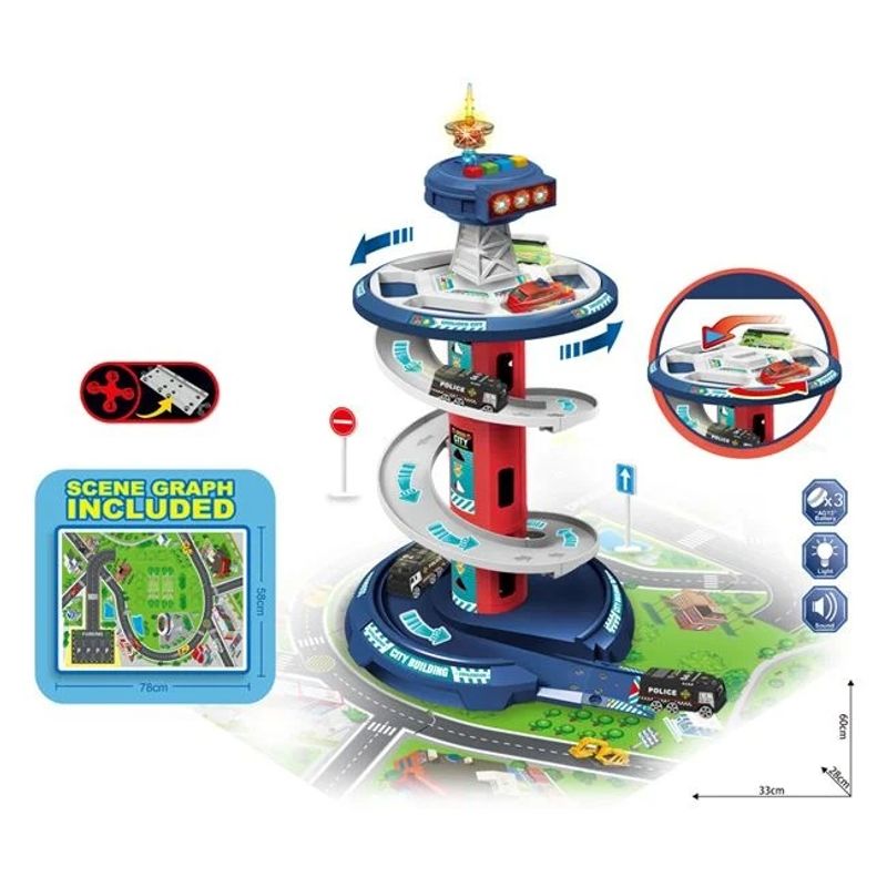 Jucarii, Copii si Bebe - Jucarii si jocuri - Jucarii & jocuri educative - Jucarii interactive - Garaj auto cu pista circulara pe 3 nivele cu sunet si lumini - Infinity.ro