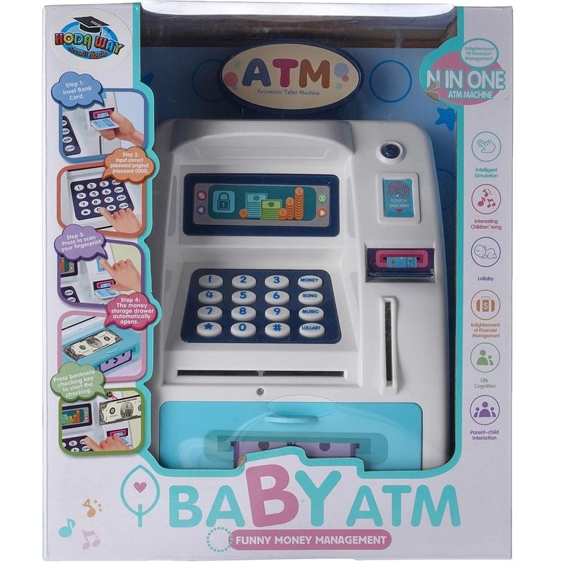 Jucarii, Copii si Bebe - Jucarii si jocuri - Jucarii & jocuri educative - Jucarii interactive - Pusculita tip bancomat cu functii reale si sunete - Retragere si depunere, Albastru - Infinity.ro