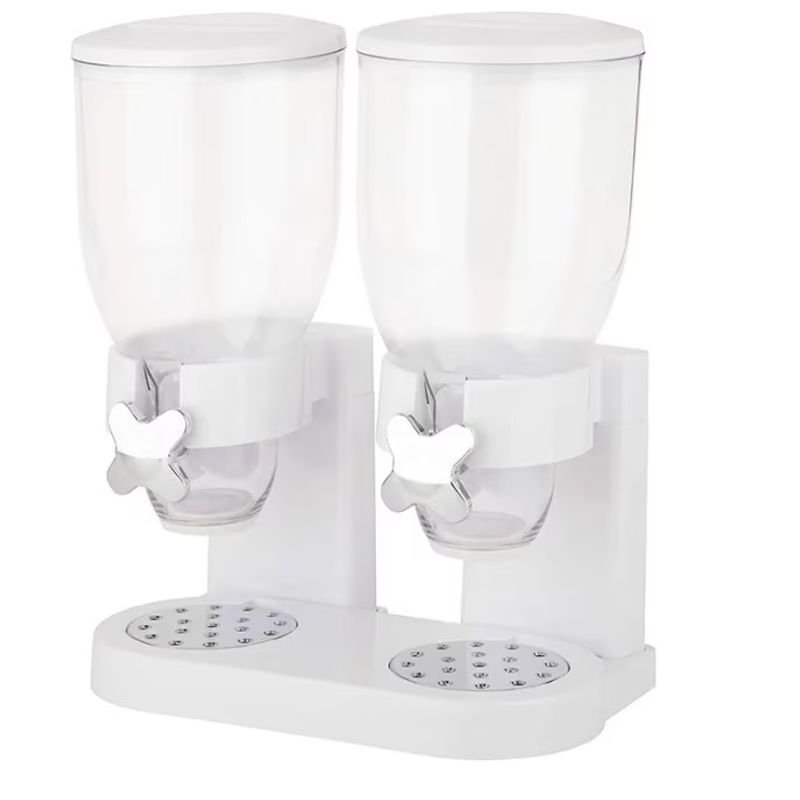 Casa si Gradina - Mobilier - Organizare si depozitare - Recipiente depozitare - Dispenser de cereale cu 2 recipiente - Capacitate 2 X 500g - Alb - Infinity.ro