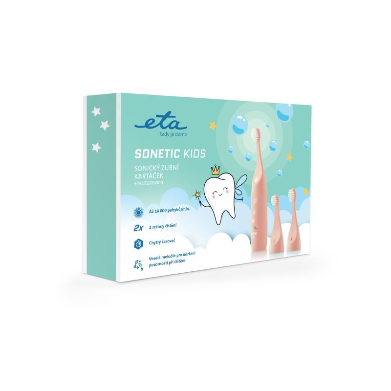 Ingrijire personala si Cosmetice - Igiena dentara - Periute de dinti electrice - Periuta electrica sonica pentru copii ETA Sonetic Kids 1710 90000, IPX7, USB-C, baterie Li-ion 3.7 V / 350 mAh, roz - Infinity.ro