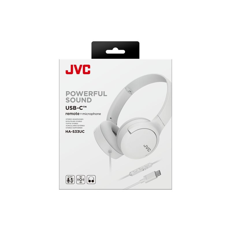 TV, Audio-Video si Foto - Portabile audio - Casti audio - Casti JVC HA-S33UC-W-U, Cu fir, On-Ear, Microfon, USB-C, alb - Infinity.ro