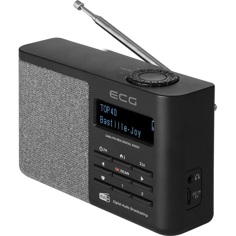 TV, Audio-Video si Foto - Portabile audio - Radio - Radio portabil ECG RD 250 DAB Black, FM/DAB/DAB+, 1.8 W, Bluetooth 5.3, baterie reincarcabila Li-Ion 3.7 V / 1900 mAh, - Infinity.ro