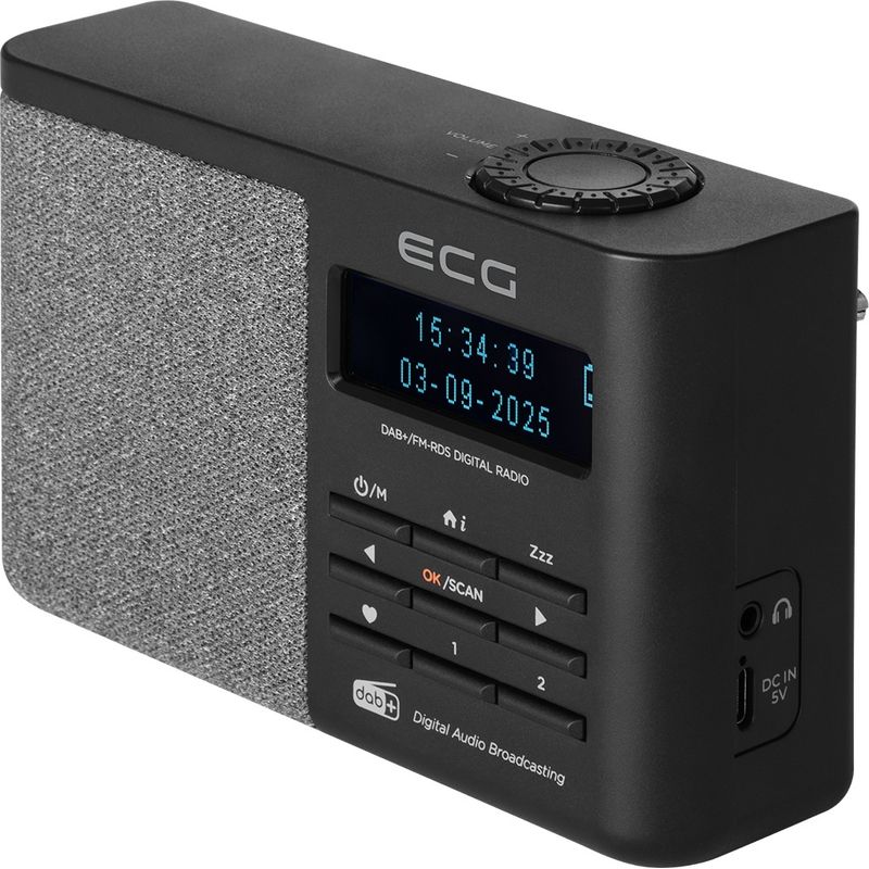 TV, Audio-Video si Foto - Portabile audio - Radio - Radio portabil ECG RD 250 DAB Black, FM/DAB/DAB+, 1.8 W, Bluetooth 5.3, baterie reincarcabila Li-Ion 3.7 V / 1900 mAh, - Infinity.ro