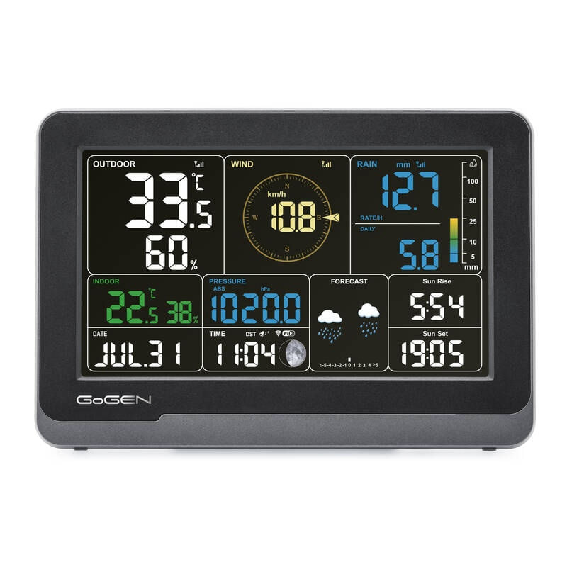TV, Audio-Video si Foto - Optica, astronomie si metrologie - Meteorologie - Statii meteorologice - Statie meteo profesionala GoGEN ME4900, LCD color, senzori de ploaie, temperatura, vant si umiditate, Aplicatie WSView - Infinity.ro