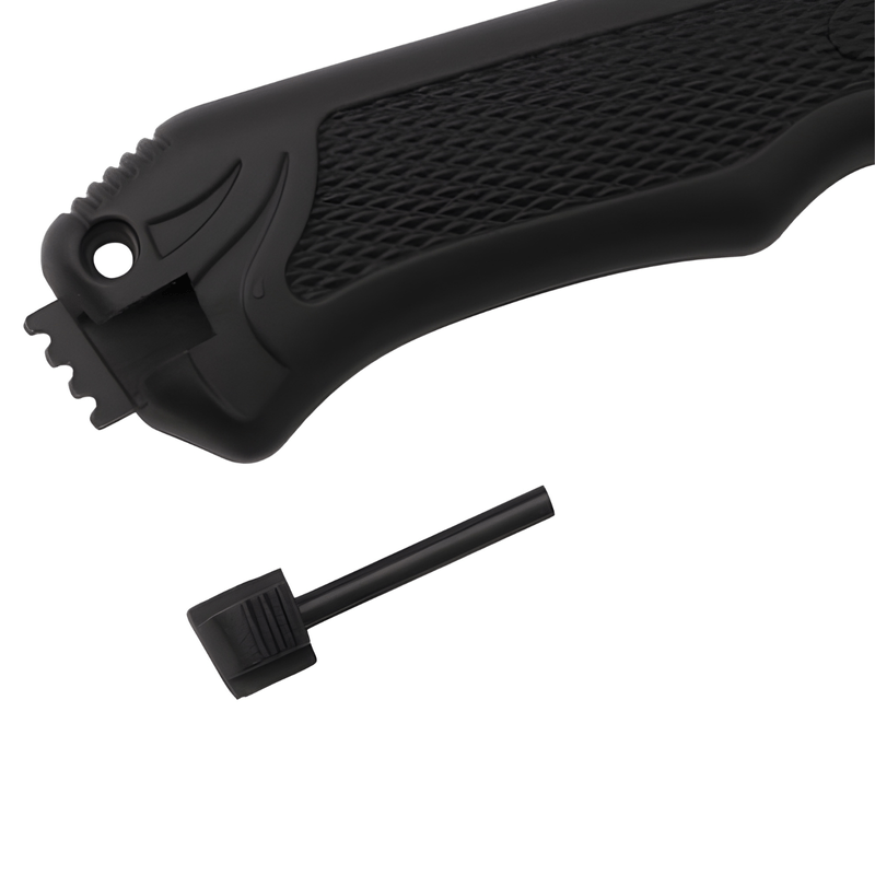 Sport si Outdoor - Camping - Cutite, bricege si accesorii - Cutite si bricege - Cutit camping Cribeau, lama fixa otel inoxidabil, strat negru, maner antiderapant, 31cm - Infinity.ro