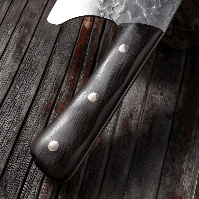 Casa si Gradina - Bucatarie si vesela - Vesela si tacamuri - Cutite si seturi de cutite - Satar Bucatarie Mare 30 cm, Lama Lata Inox 20 cm, Maner Lemn, Cutit pentru Taiat Carne, Oase si Legume - Infinity.ro