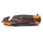 Sport si Outdoor - Camping - Cutite, bricege si accesorii - Cutite si bricege - Cutit pliabil  Cribeau, lama inox, maner ergonomic, taietor centura, spargator geam, 22cm, negru - Infinity.ro