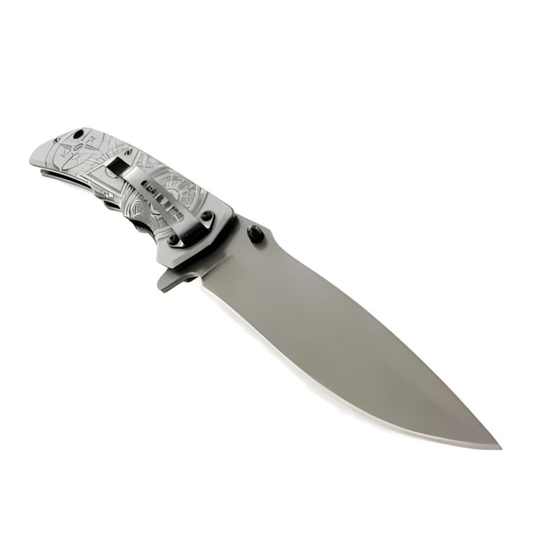 Sport si Outdoor - Camping - Cutite, bricege si accesorii - Cutite si bricege - Cutit Pliabil Outdoor 22.5 cm Alb, Lama Inox cu Blocare, Clip Curea, Cutit Multifunctional pentru Camping, Drumetii - Infinity.ro