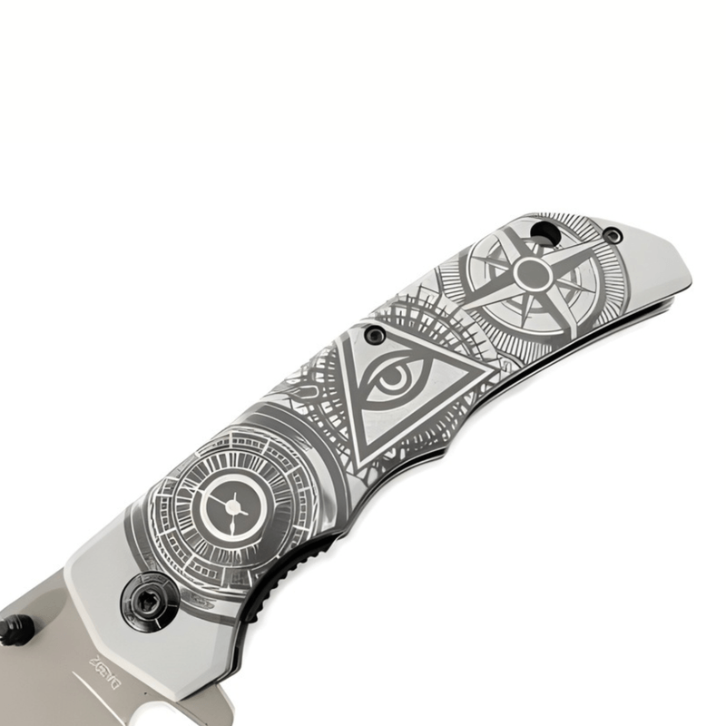 Sport si Outdoor - Camping - Cutite, bricege si accesorii - Cutite si bricege - Cutit Pliabil Outdoor 22.5 cm Alb, Lama Inox cu Blocare, Clip Curea, Cutit Multifunctional pentru Camping, Drumetii - Infinity.ro