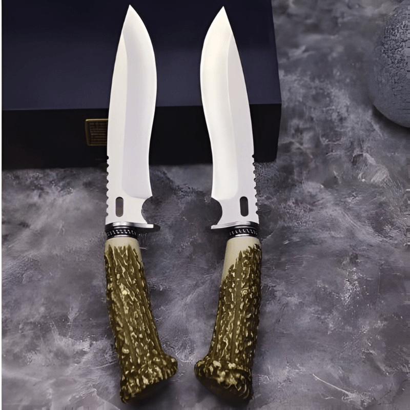 Sport si Outdoor - Camping - Cutite, bricege si accesorii - Cutite si bricege - Cutit Finka 30 cm cu lama fixa, maner otel lemn si husa, ideal pentru camping, bushcraft si drumetii - Infinity.ro