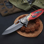 Sport si Outdoor - Camping - Cutite, bricege si accesorii - Cutite si bricege - Cutit pliabil outdoor 20 cm, lama inox cu blocare, maner metal si lemn, clip curea, camping drumetii - Infinity.ro