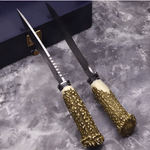 Sport si Outdoor - Camping - Cutite, bricege si accesorii - Cutite si bricege - Cutit Finka 30 cm cu lama fixa, maner otel lemn si husa, ideal pentru camping, bushcraft si drumetii - Infinity.ro