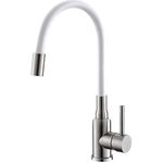Casa si Gradina - Sanitare - Chiuveta bucatarie si accesorii - Baterii bucatarie - Baterie bucatarie Alveus Flexa, pipa flexibila, cartus ceramic, Alb Satin - Infinity.ro