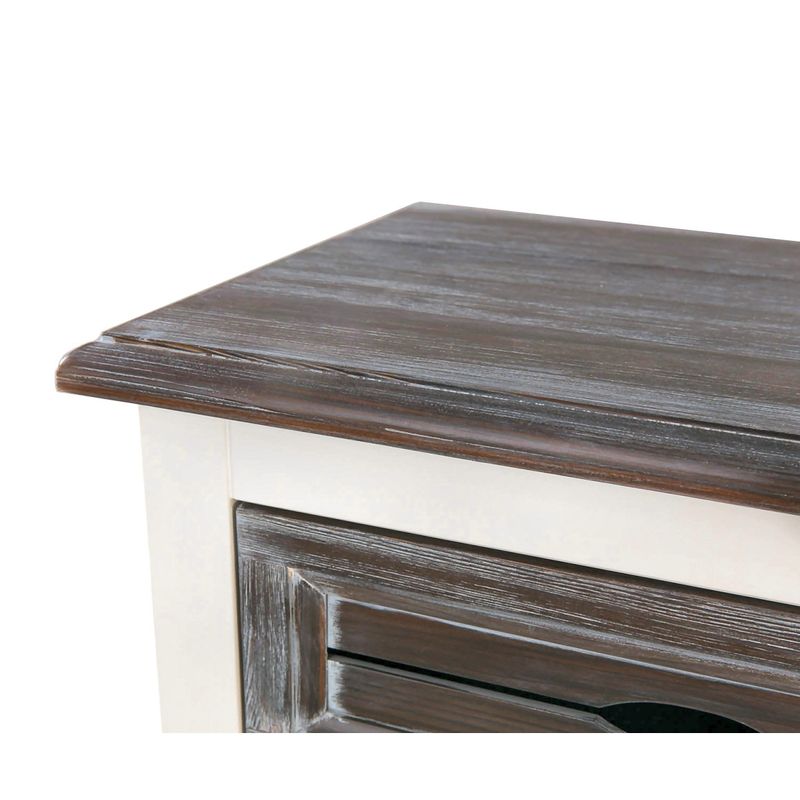 Casa si Gradina - Mobilier - Comode si corpuri - Comode - Comoda TV Mobarta, Lemn Masiv, 3 compartimente, Alb/Maro, 80 x 38 x 90 cm - Infinity.ro