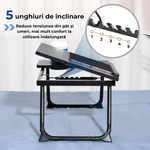 Laptop, Telefoane si Tablete - Laptopuri si accesorii - Accesorii Laptop - Standuri/Coolere notebook - Masa Laptop Pliabila cu Suport Pahar, Antiderapanta, Reglabila 5 Unghiuri, Birou Laptop Portabil, 56x32x25 - Infinity.ro